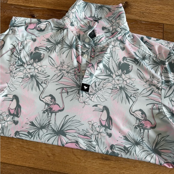 Men's Tropical Print Shirt - Pink and Gray - Picture 9 of 12